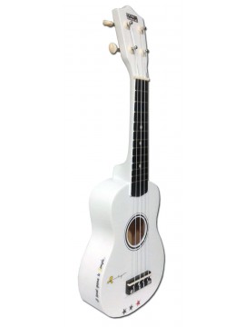 Ukelele Soprano, MK-05WT, blanco, con funda.