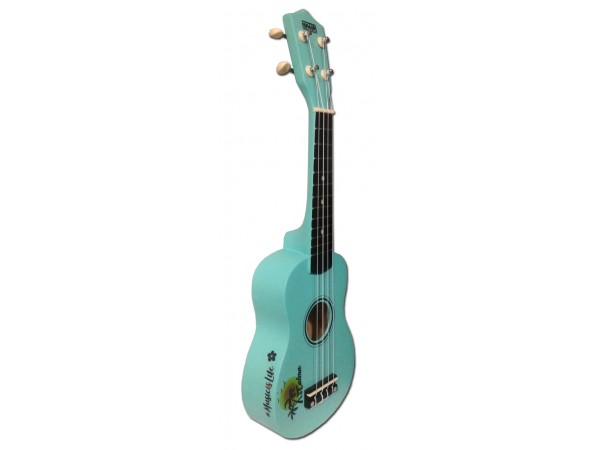 Ukelele Soprano, MK-05TU, turquesa, con funda.